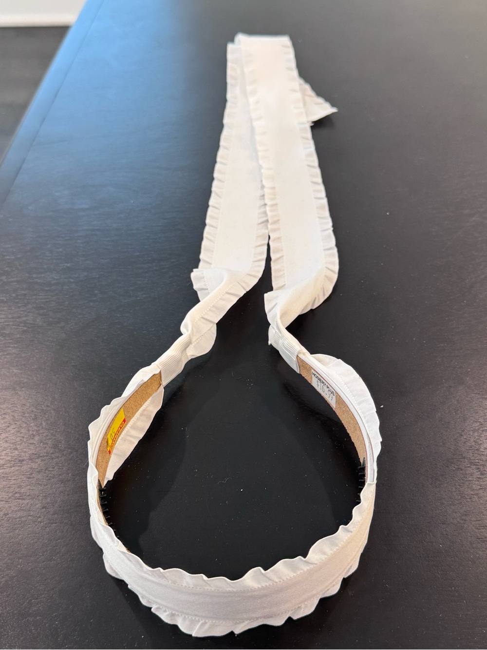 White Ruffled Tie-Back Headband